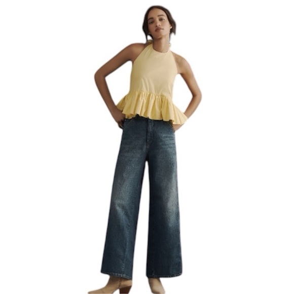 Pilcro Low-Slung Wide Leg Pull-On Jeans